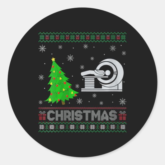 Sticker Rond FEMMES Mri Tech Xmas L'éclairage des arbres Noël l (Devant)