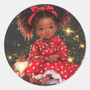 Sticker Rond Femmes noires mélanine de Noël sista Sistas de Noë