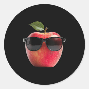 Sticker Rond Femmes Portant des Sungles Drôle Costume Fruit Gra