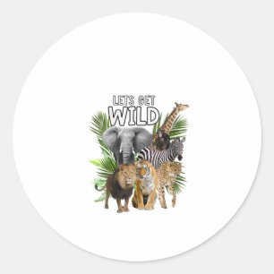 Sticker Rond FEMMES Sauvons Zoo Animaux Safari Party A D