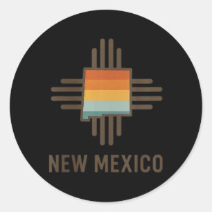 Sticker Rond Femmes symbole Zia Nouveau-Mexique Retro Sunset Vi