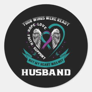 Sticker Rond Femmes Turquoise au ruban jaune vif Femme Sensibil