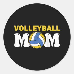 Sticker Rond Femmes Volleyball Maman Chemise Jeu Jour Joueur am