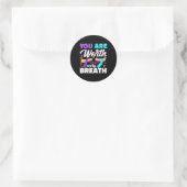 Sticker Rond Femmes Vous Valez Chaque Souffle Dépression Sensib (Sac)