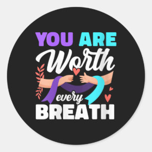 Sticker Rond Femmes Vous Valez Chaque Souffle Dépression Sensib