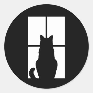 Sticker Rond Fenêtre Cat Cliquez pour Customiser Obtenir une dé
