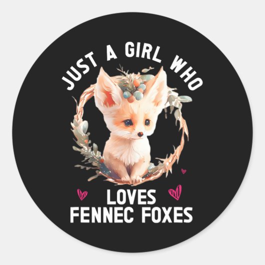 Sticker Rond Fennec Fox mignonne Fennic Foxes Fenec Animal Fox (Devant)