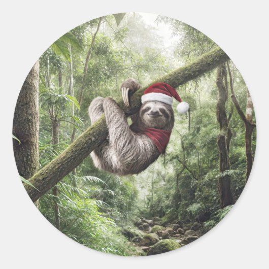 Sticker Rond Fente De Noël Dans Rainforest (Devant)