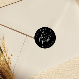 Sticker Rond Fente Twist Black Modernisation Calligraphie Enreg