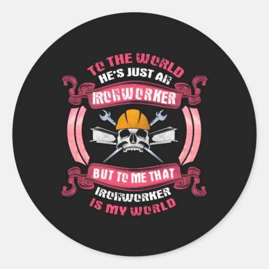 Sticker Rond Fer À Fer Il Est Mon Monde Entier (Devant)