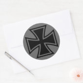 Sticker Rond Fer Croix gris noir (Enveloppe)