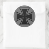 Sticker Rond Fer Croix gris noir (Sac)