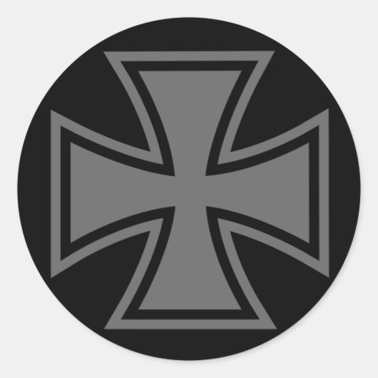 Sticker Rond Fer Croix gris noir (Devant)