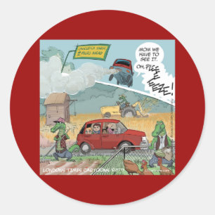 Sticker Rond Ferme aux Crocodiles Rigolos