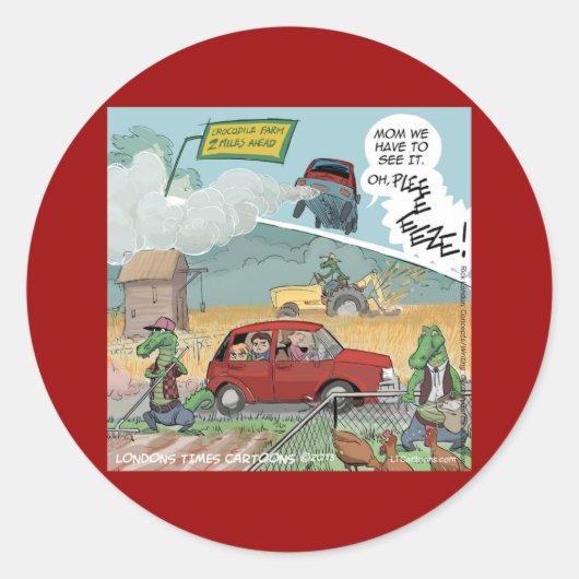 Sticker Rond Ferme aux Crocodiles Rigolos (Devant)