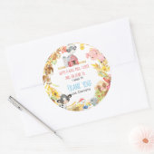 Sticker Rond Ferme Barnyard Animal Anniversaire Merci (Enveloppe)