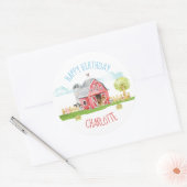 Sticker Rond Ferme Barnyard Animal Joyeux Anniversaire (Enveloppe)