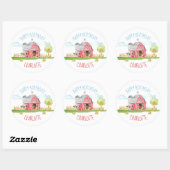 Sticker Rond Ferme Barnyard Animal Joyeux Anniversaire (Feuille)
