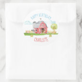 Sticker Rond Ferme Barnyard Animal Joyeux Anniversaire (Sac)