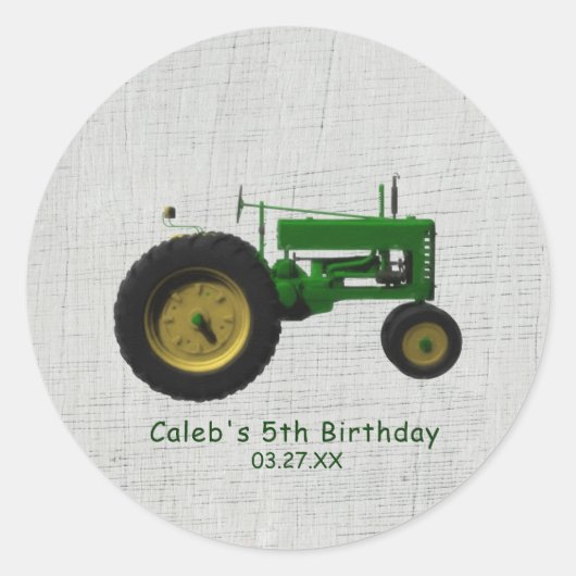 Sticker Rond Ferme Barnyard Tractor Anniversaire Fête Favoriser (Devant)