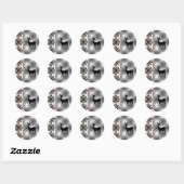 Sticker Rond Ferme Bison noir blanc Plaid Deer Snowflake (Feuille)