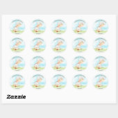 Sticker Rond Ferme de Baby shower de moutons d'aquarelle (Feuille)