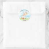 Sticker Rond Ferme de Baby shower de moutons d'aquarelle (Sac)