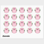 Sticker Rond Ferme de Baby shower de porc (Feuille)