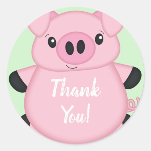 Sticker Rond Ferme de Baby shower de porc (Devant)