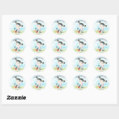 Sticker Rond Ferme de Baby shower de vache aquarelle (Feuille)