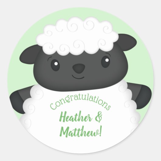 Sticker Rond Ferme de Baby showers à moutons (Devant)
