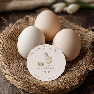 Sticker Rond Ferme de campagne de Hen et d'Oeufs vintages