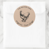 Sticker Rond ferme de poulet rustique monogramme classique rond (Sac)