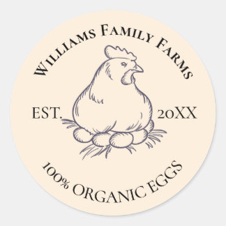 Sticker Rond Ferme de poulets vintage personnalisée