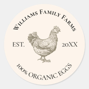 Sticker Rond Ferme de poulets vintage personnalisée