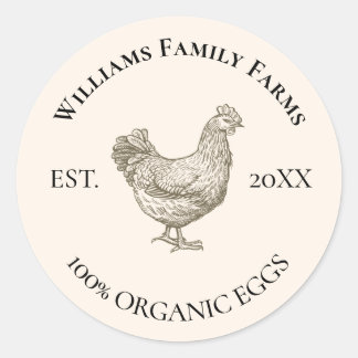 Sticker Rond Ferme de poulets vintage personnalisée