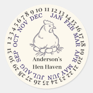 Sticker Rond Ferme de poulets vintage personnalisée