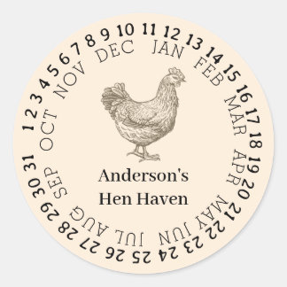 Sticker Rond Ferme de poulets vintage personnalisée