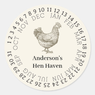 Sticker Rond Ferme de poulets vintage personnalisée