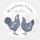 Sticker Rond Ferme de volaille Wyandotte Poulets OEufs frais (Devant)