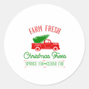 Sticker Rond Ferme des arbres de Noël frais