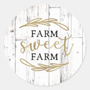 Sticker Rond Ferme Douce Ferme Bois Blanc Ferme de Campagne
