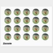 Sticker Rond Ferme familiale Custom Funny Chicken Photo Farmers (Feuille)