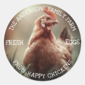 Sticker Rond Ferme familiale Custom Modèle photo Cute Chicken (Devant)