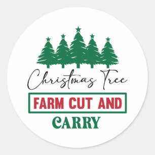 Sticker Rond Ferme festive d'arbres de Noël