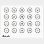 Sticker Rond Ferme Laurel Wreath Monogramme Bois (Feuille)