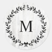 Sticker Rond Ferme Laurel Wreath Monogramme Bois (Devant)
