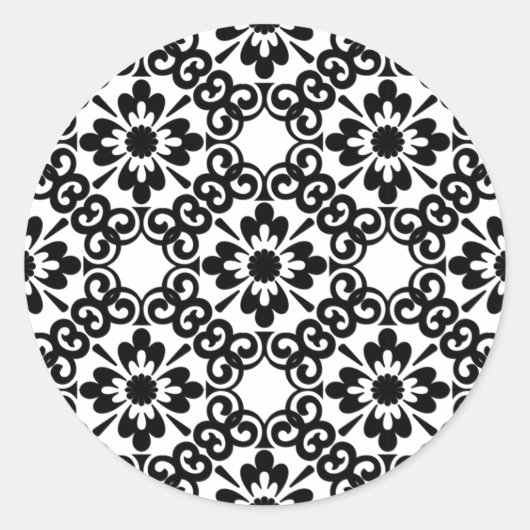 STICKER ROND FERME MODERNE CARRELAGE NOIR ET BLANC (Devant)