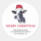 Sticker Rond Ferme Père Noël Vache Noël Retour (Devant)