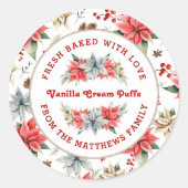 Sticker Rond Ferme Poinsettia Cuite au four avec Love (Devant)